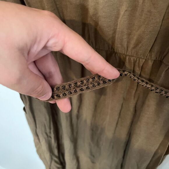 Sessun soft belted Brown/green Dress with pockets and belt, size M - Picture 9 of 10